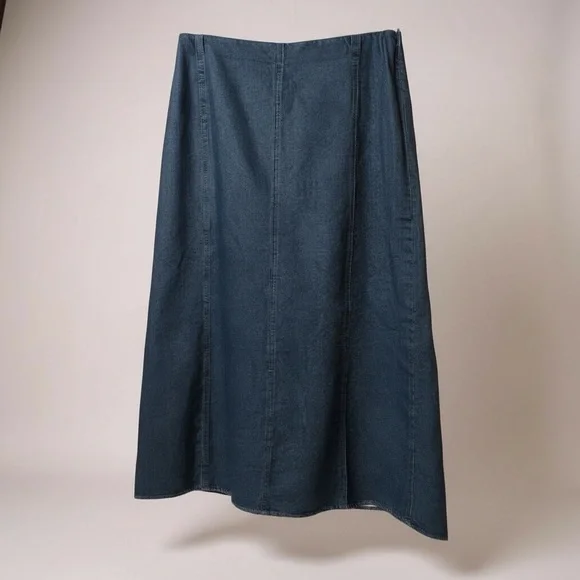 🆕 RECLAIMED VINTAGE vintage Dark Blue denim A-Line Skirt size 10 - Picture 1 of 10